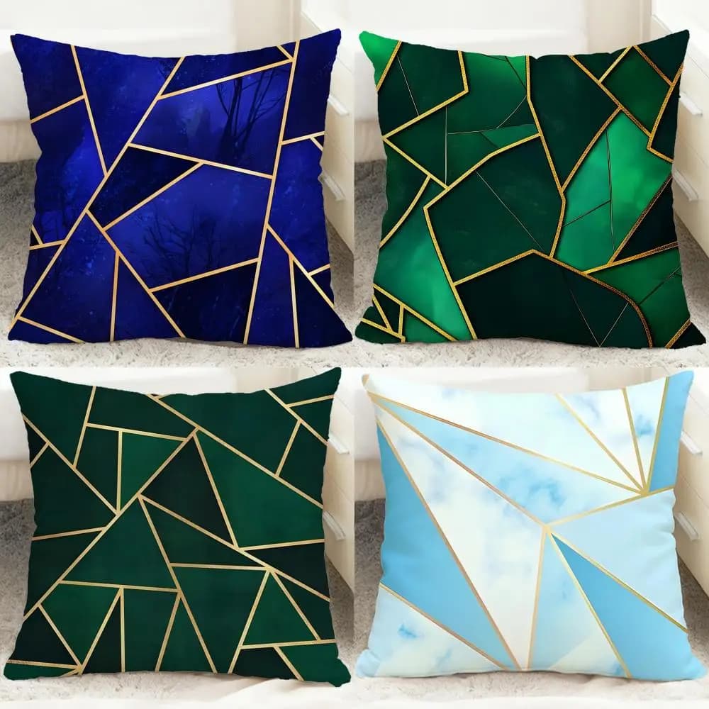 Golden light luxury lines Cushion Cover Comfortable Reversible Pillow Cover Ideal for Car Sofa Bedroom & Beyond