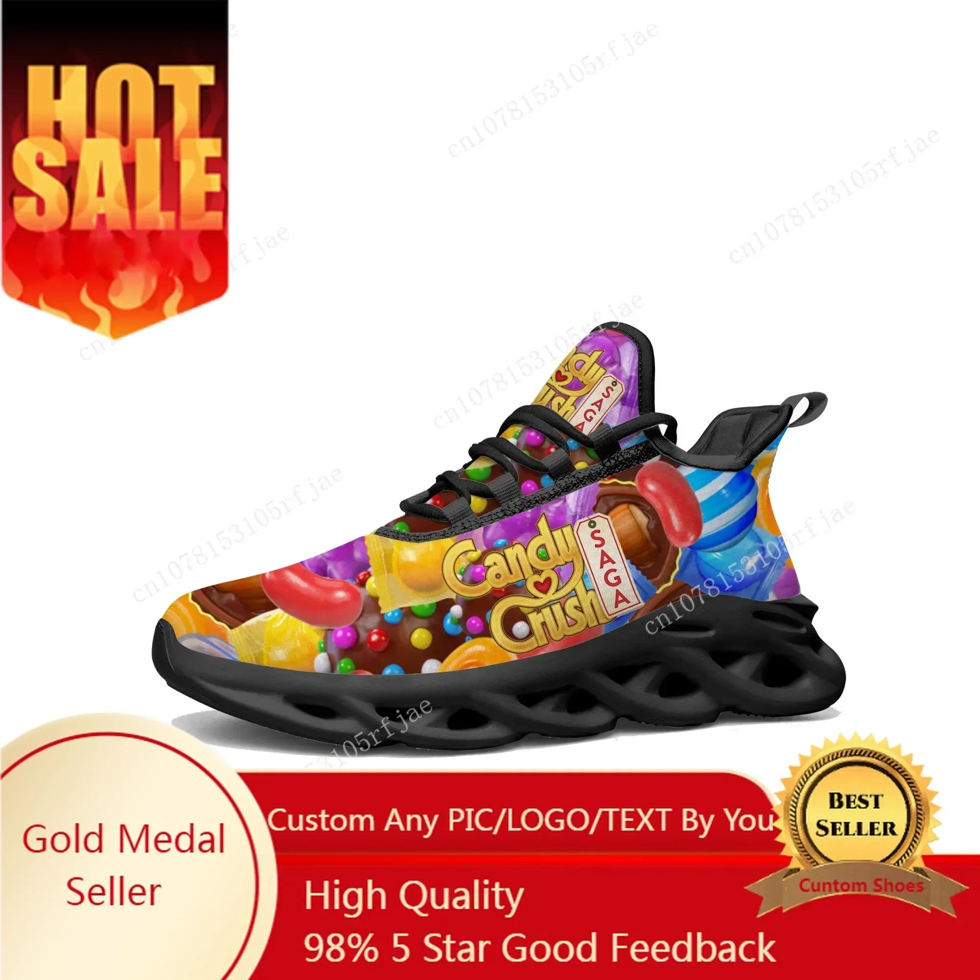 Candy Crush Saga Flats Sneakers Cartoon Game Scarpe da corsa sportive da uomo e da donna Scarpe con lacci su misura