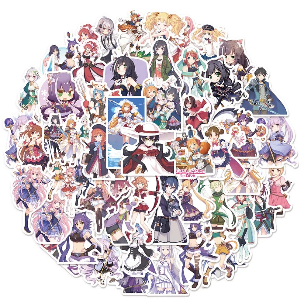 50 pezzi simpatici anime bellissimi adesivi graffiti divertenti adesivi impermeabili per notebook con altoparlante per bagagli fai da te