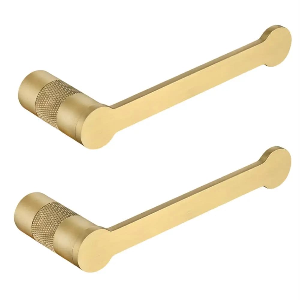 Set di Accessori Bagno in Ottone Spazzolato Oro Zigrinato: Porta Carta Igienica, Porta Asciugamani, Gancio e Anello (2 Pezzi) Personalizzabile