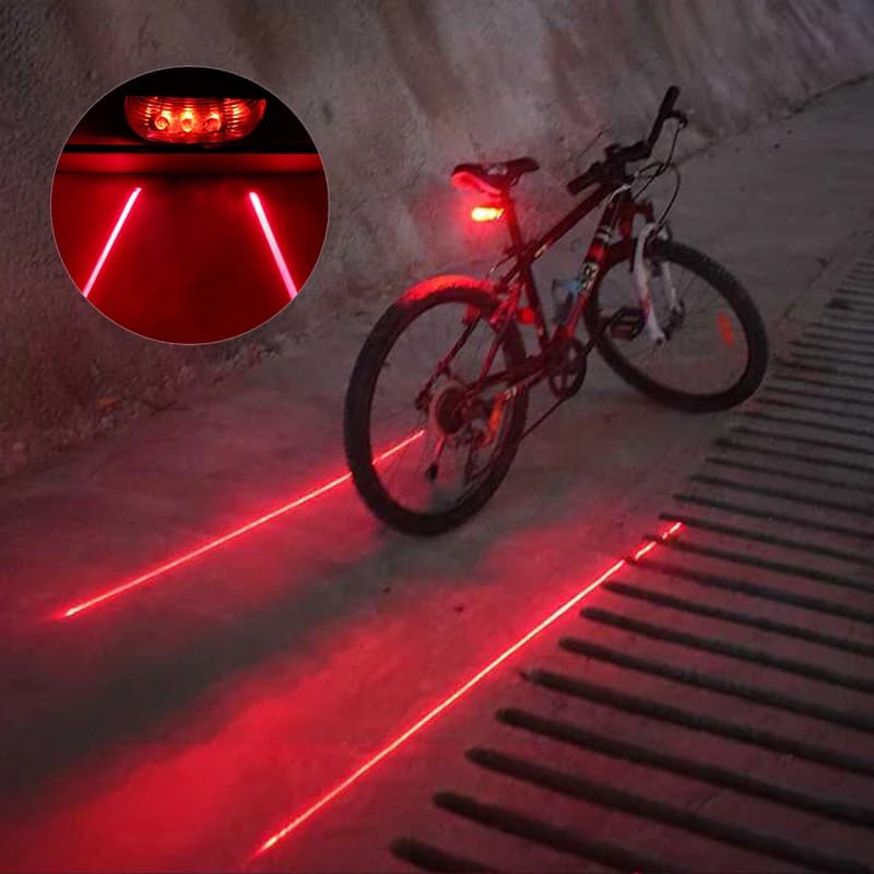 Luci LED per Bicicletta, 2 Laser 5 LED Impermeabili, Luce Posteriore di Sicurezza per Ciclismo, Fanale Posteriore MTB