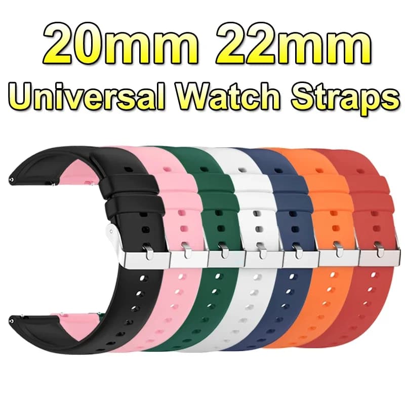 Bracelets for universal watches 22mm 20mm quick release silicone strap soft rubber strap for Huawei Samsung Xiaomi Amazfit Smartwatch