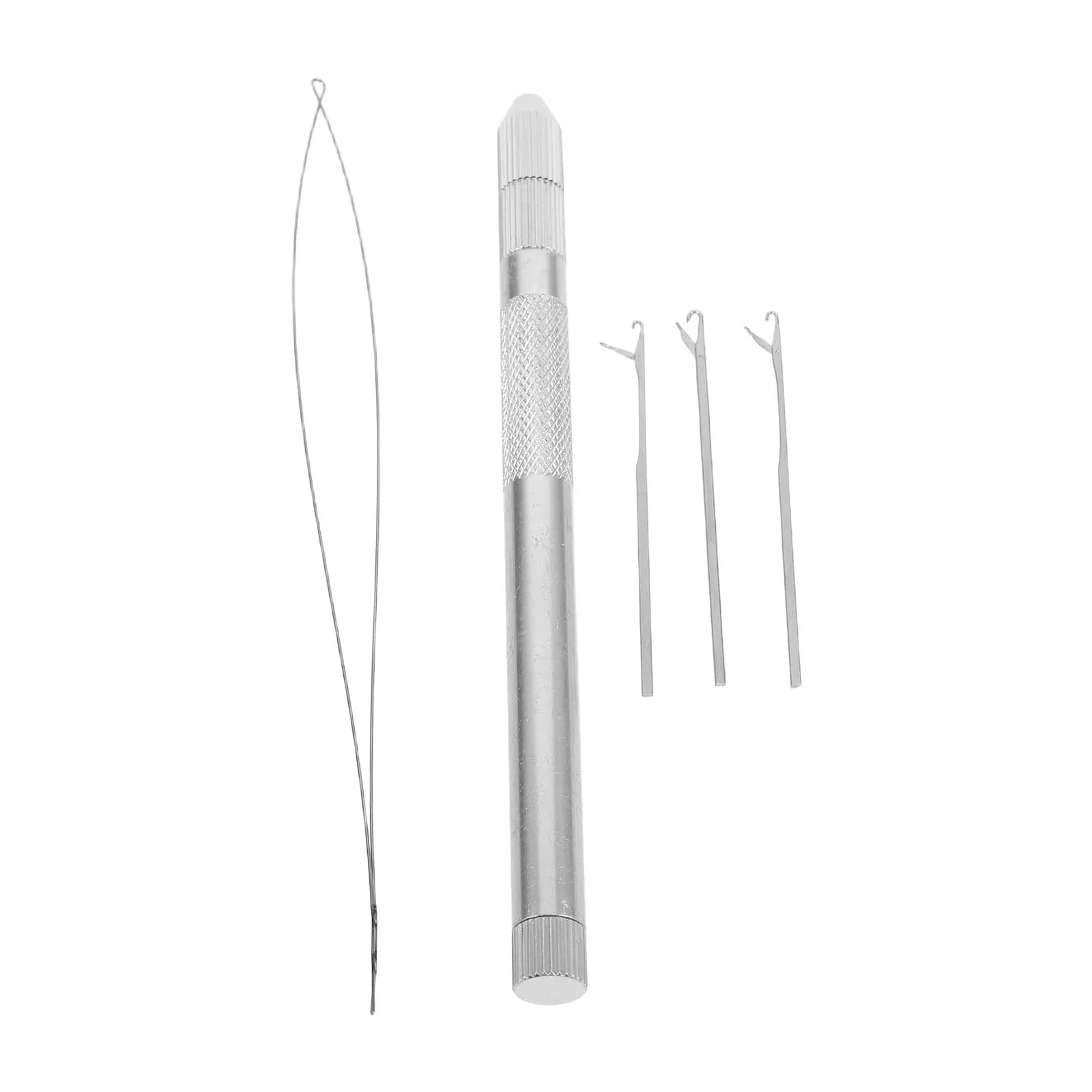 Set di un ago per extension per capelli con manico in alluminio, resistente, strumento per infilare i capelli, strumento fai da te per dreadlocks e trecce.