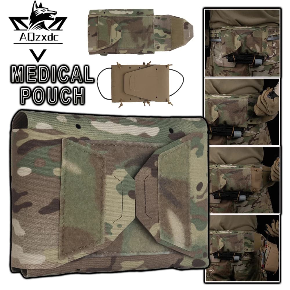Tactical Medical Pouch Packet Airsoft Lightweight Survive First Aid Kit MOLLE Split Design Multipurpose Bag for Hunting Camping