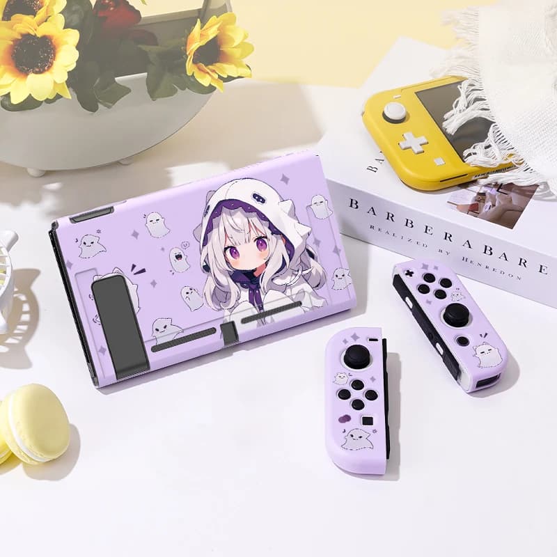 Custodia protettiva Purple Ghost Girl per Switch ns/Switch Oled, cover sottile in TPU morbido per console Nintendo Switch, accessori per giochi NS