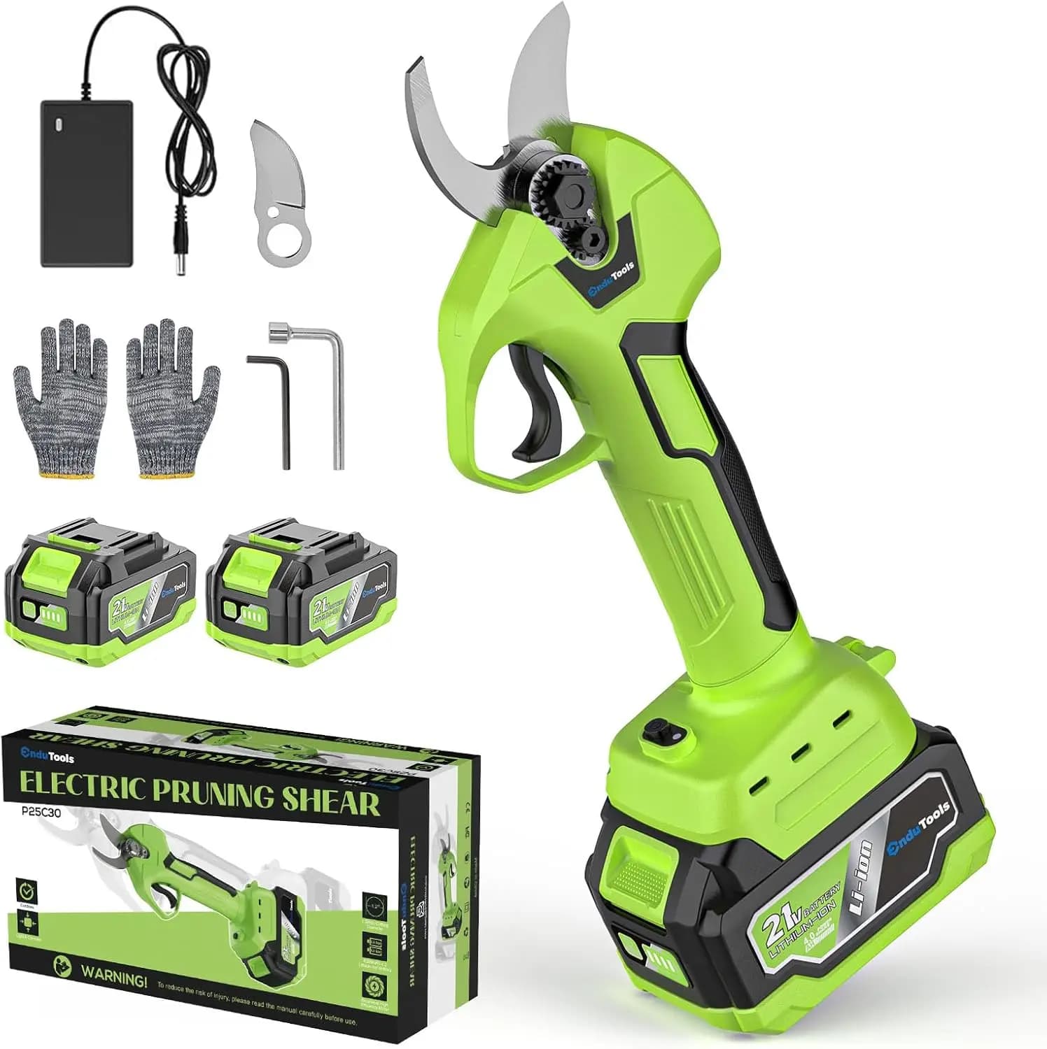 Forbici Elettriche per Potatura Senza Fili con Motore Brushless, 2 Batterie, Lama SK5 per Taglio Rami