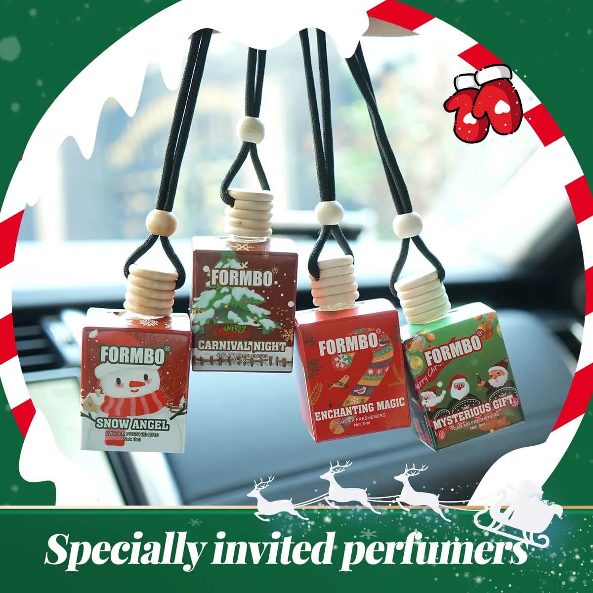 Profumo per auto di Natale da 4 pezzi, fragranza per auto, fragranza duratura, fragranza, rimozione degli odori, pupazzo di neve, regalo di Natale
