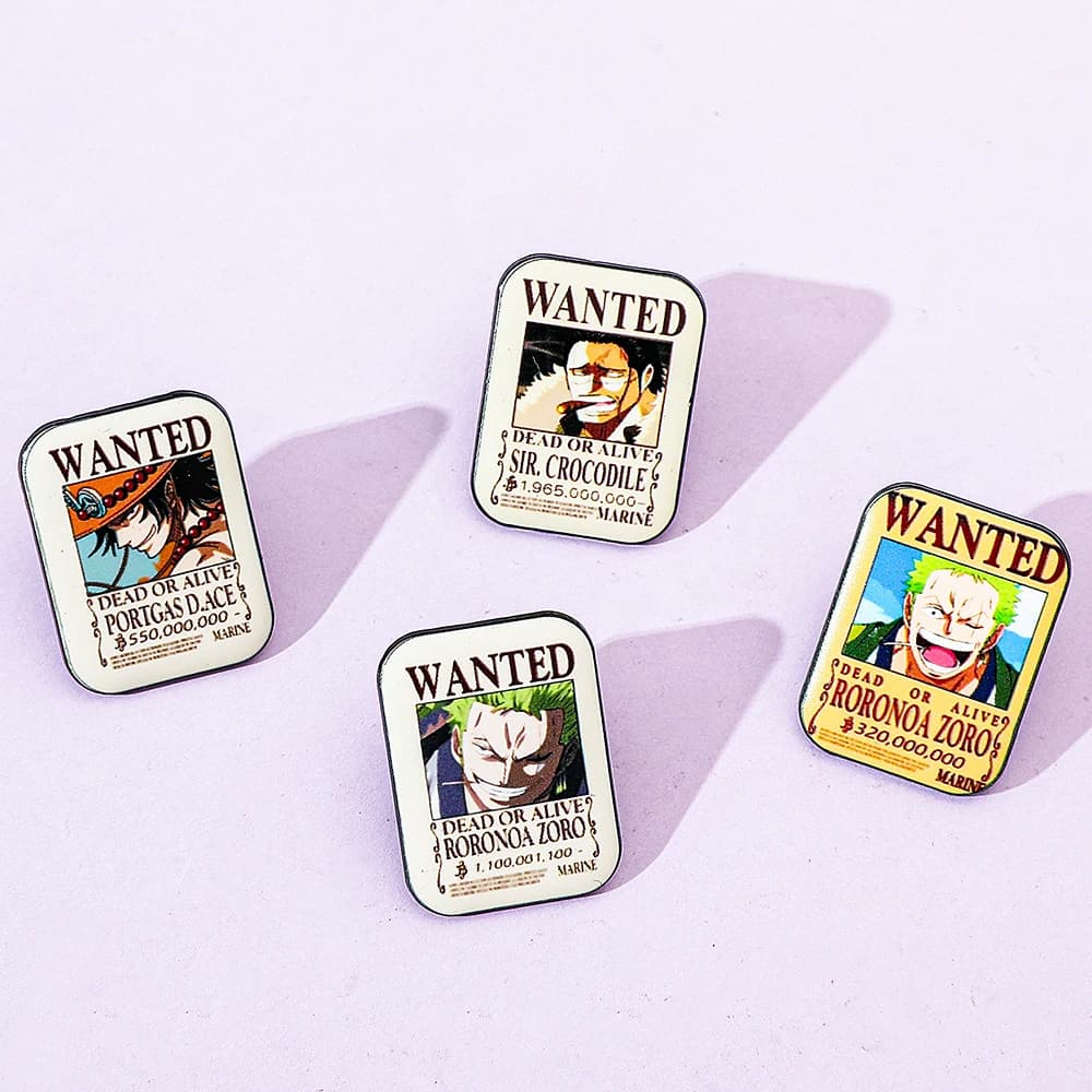 4 Pcs ONE PIECE Cartoon Anime Brooch Ace Zoro Creative Enamel Pin Metal Badge Jewelry Clothing Backpack Accessories Gift