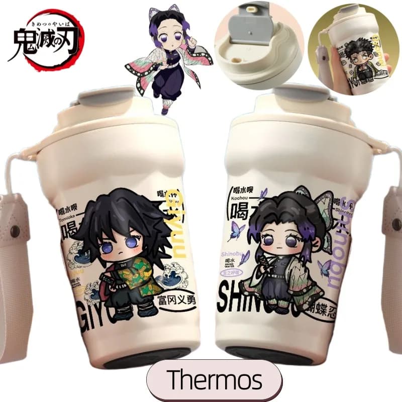 Demon Slayer Kochou Shinobu Tomioka Giyuu Tazza isolata con motivo a cartoni animati, bottiglia d'acqua per studenti a prova di perdite personalizzata creativa