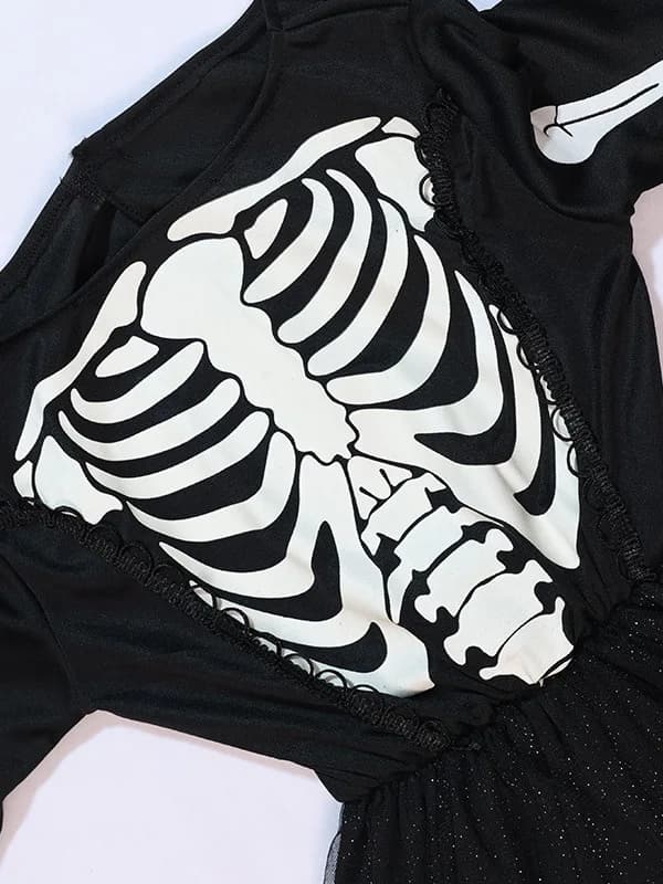 Abito Scheletro da Donna per Halloween, Design Teschio Luminoso, Stile Casual Unico, Produttore Cinese, Senza Marchio Registrato