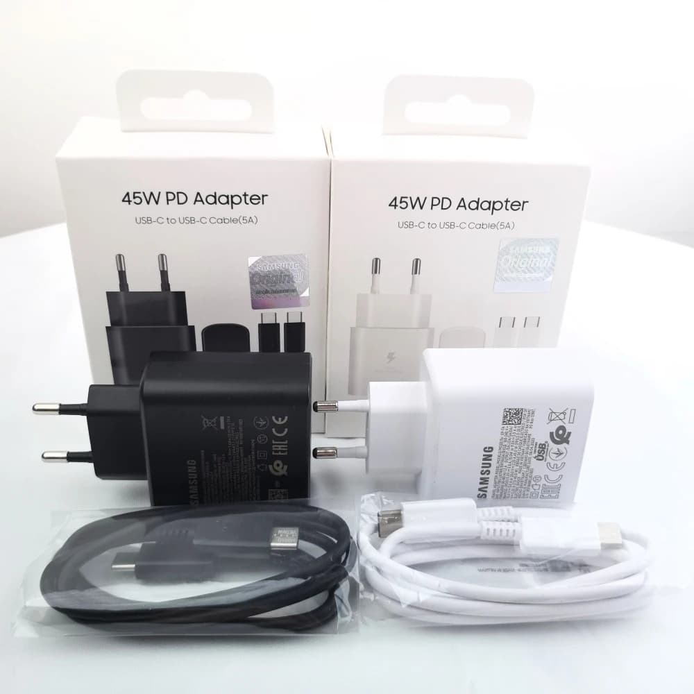 Samsung C55 A55 45W PD Caricatore Ricarica super veloce per Galaxy S25 S24 S23 Ultra Plus FE A56 A36 A17 Adattatore UE/USA Cavo TypeC 5A