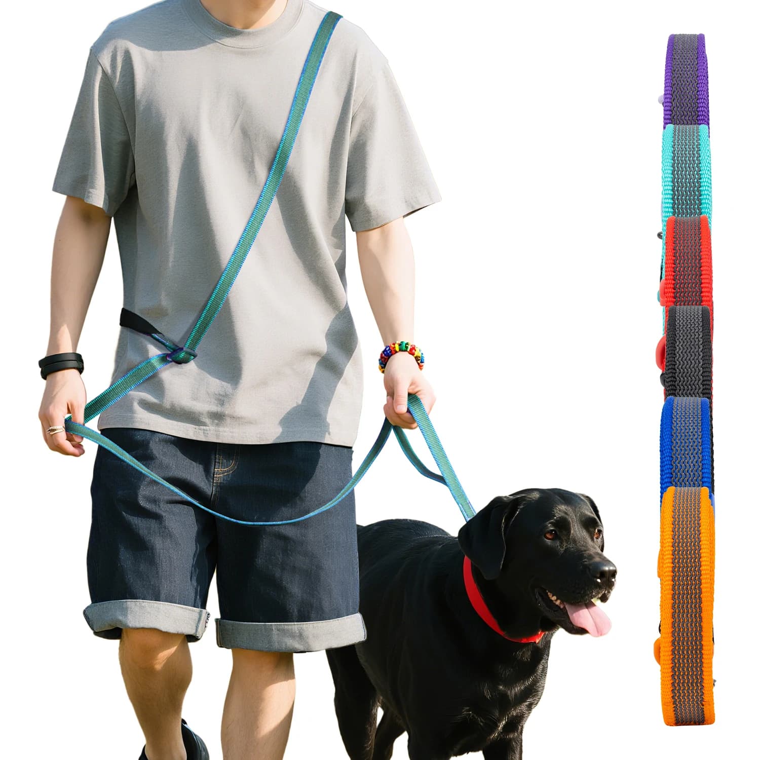 Hands-Free Dog Leash Waist Belt Crossbody Comfortable Adjustable Multifunctional Leash For Dogs Running Pet Products