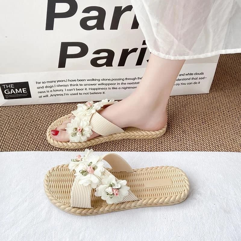 Women's Summer Outdoor Wear Bohemian Style Slip-On Slippers Casual Comfortable PVC Material Anti-Slip Convenient Home Shoes