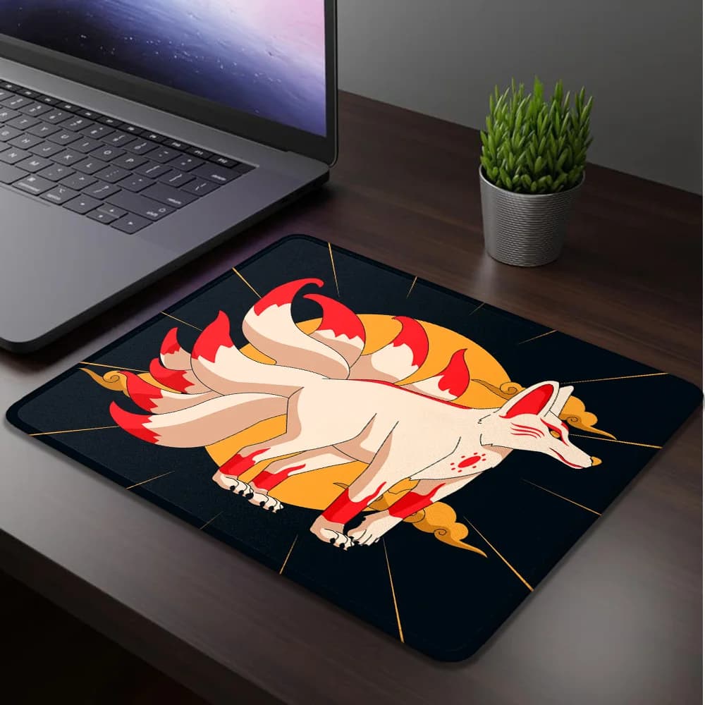 Tappetino da gioco Nine-tailed Fox per mouse, tappetino per mouse da computer, accessori per ufficio, tappetino da scrivania, tappetino per mouse, tappetini per scrivania, tappetini per mouse