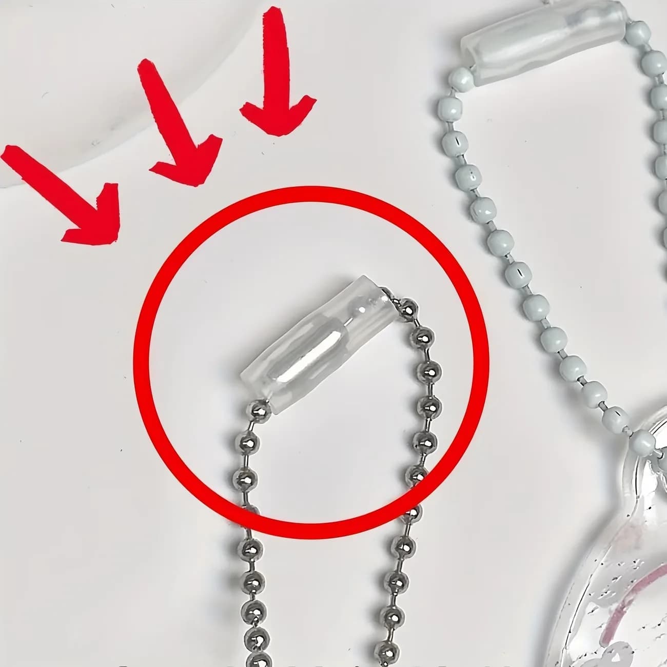 Bead Chain Protective Covers: Transparent, Secure-Fit Anti-Loss Sleeves for Hanging Jewelry, Keychain, and Card Holders.