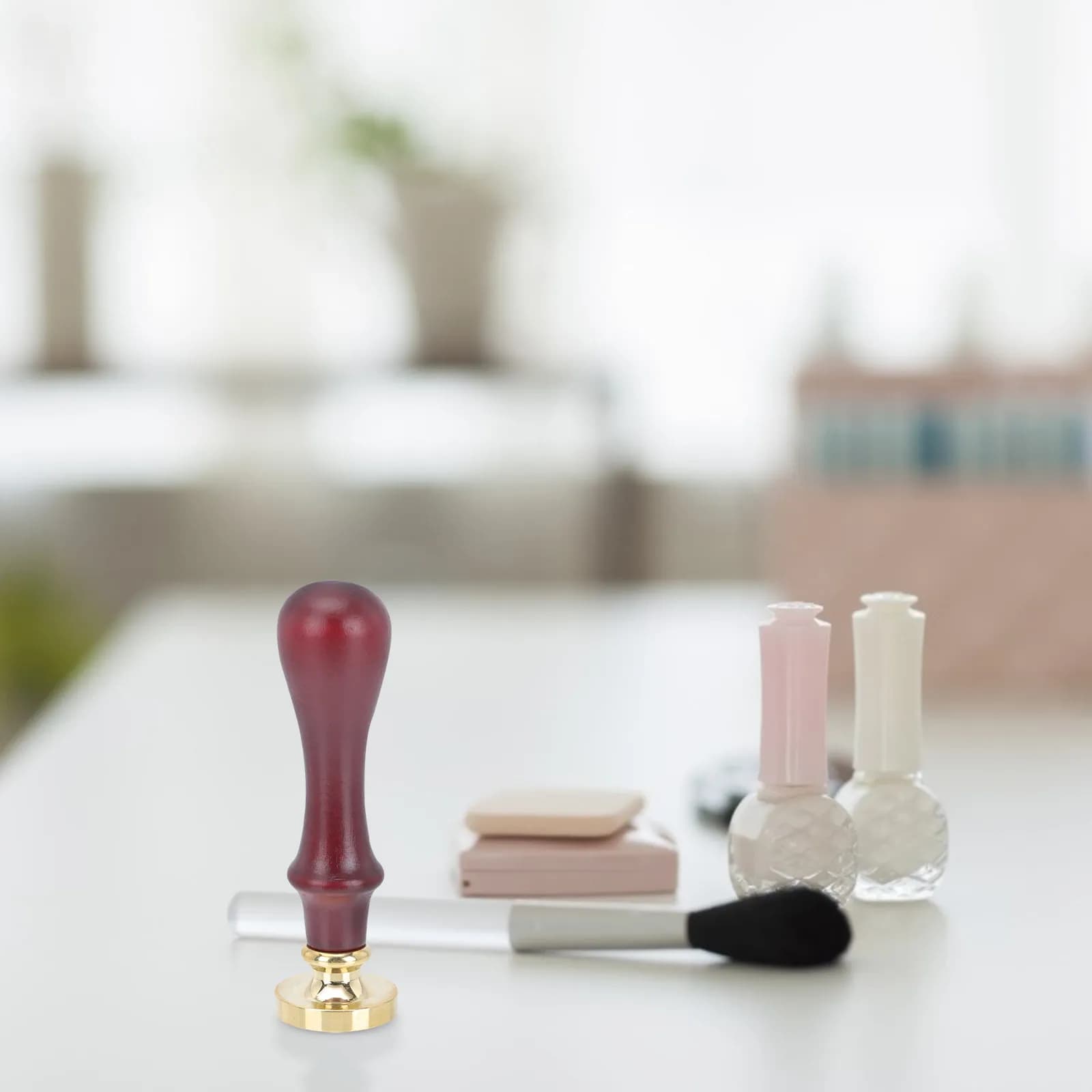 1 Pezzo Timbro per Ombretto Premium con Testa in Rame e Manico in Legno Staccabile per Polvere Pressata Fai-da-te, Motivo 3D Chiaro
