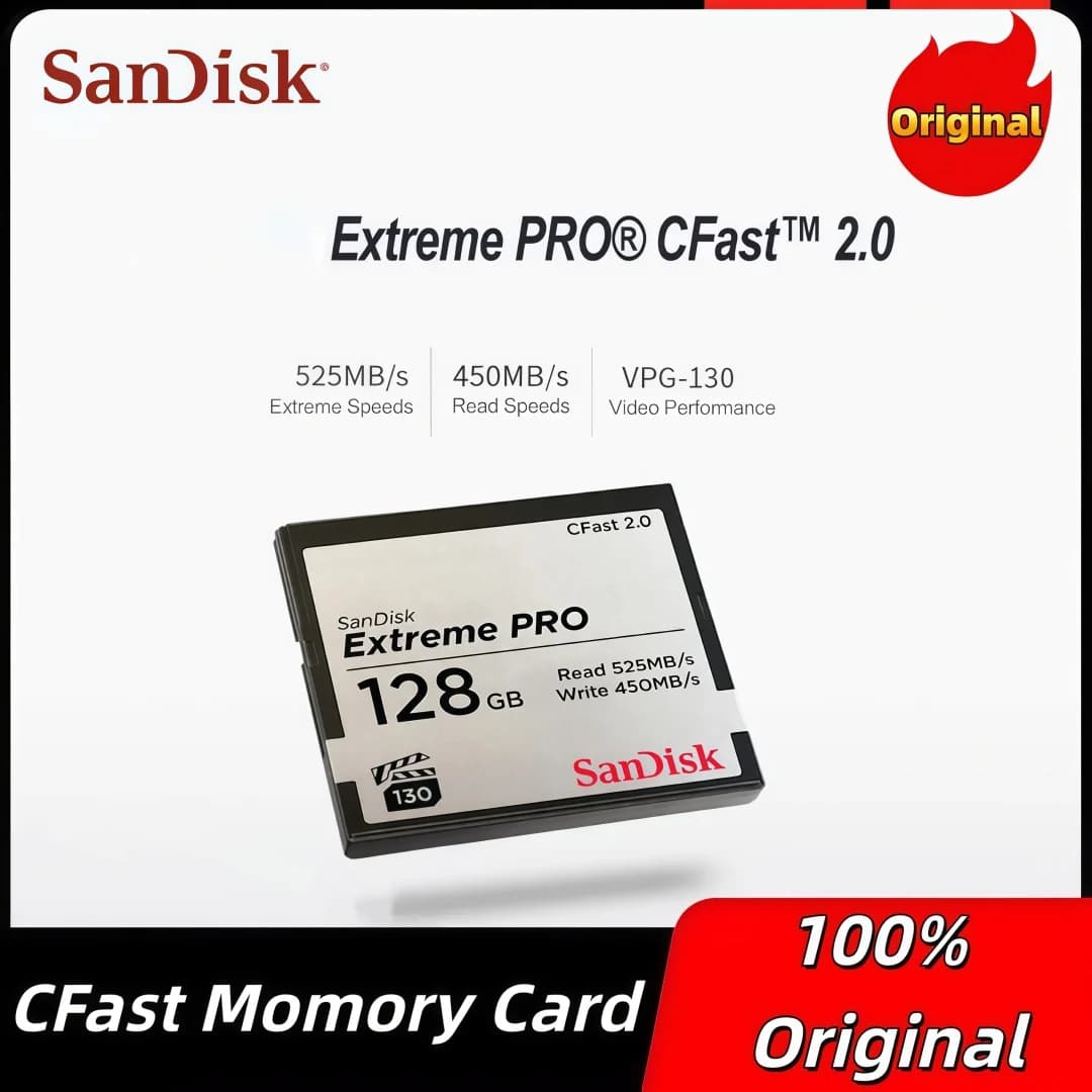 Scheda di memoria SanDisk Extreme PRO CFast 2.0 128GB 256GB VPG-130 525/430MB/s Cfast per videocamere 4K e camcorder