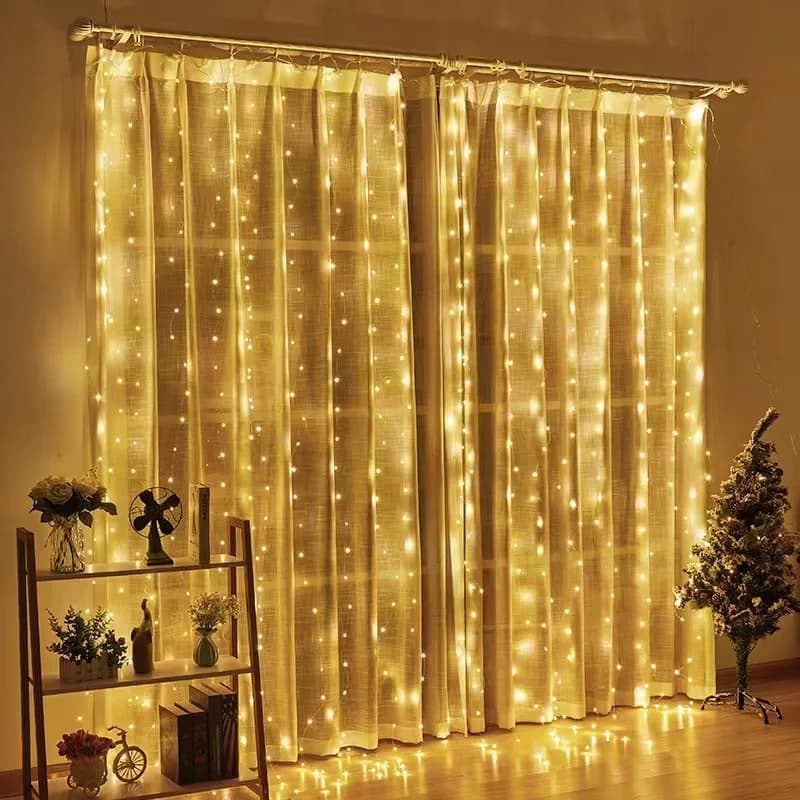 Tenda luminosa a 300 LED con telecomando – Luci fatate bianche calde a presa elettrica per camera da letto, matrimoni, feste e Natale