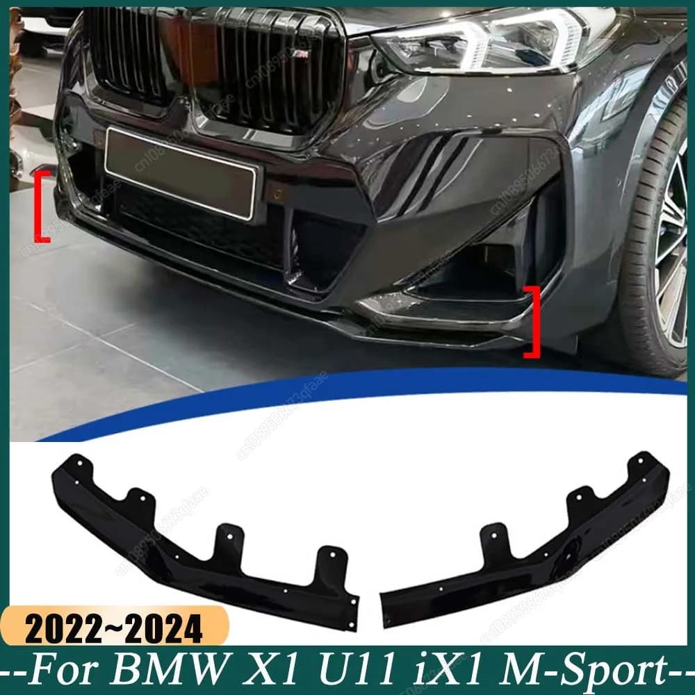 For BMW X1 U11 IX1 M-Sport 2022 2023 2024 Front Bumper Lip Deflector Splitter Body Kits Chin Diffuser Spoiler ABS Black Tuning