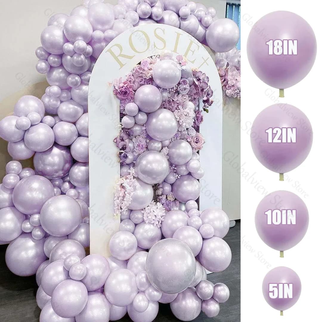 Pearl Purple Balloons Double Stuffed Light Purple Lavender Lilac Balloons for Butterfly Birthday Wedding Princess Party Decor