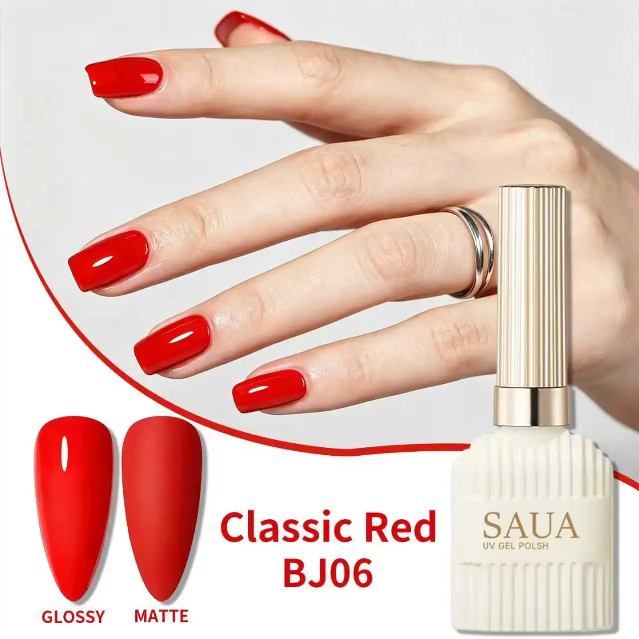 15ml Classic Tomato Red Nail Gel – Soak-off UV/LED gel; stylish, glossy; highly saturated and long-lasting. uv gel nail polish.