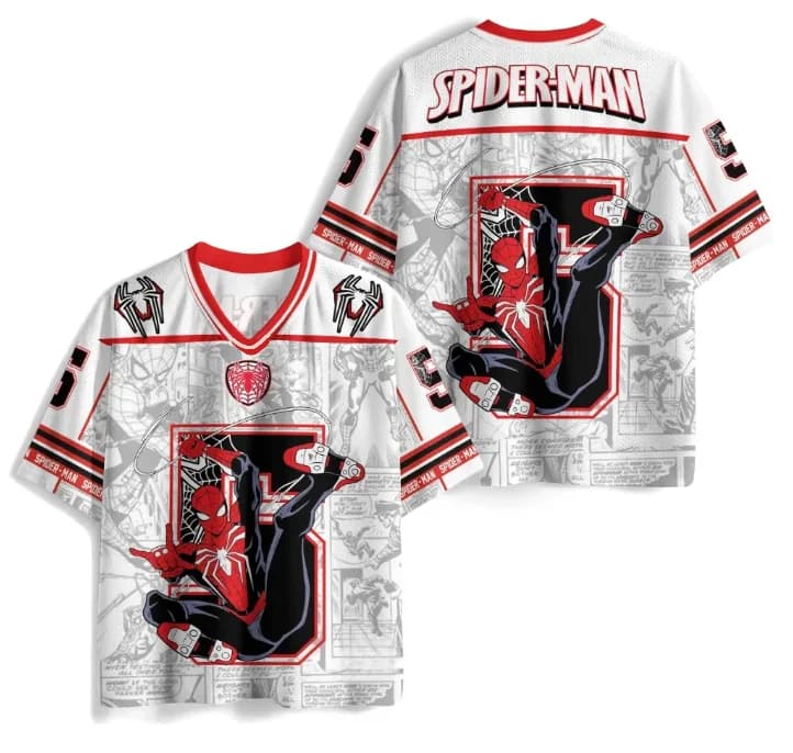 Latest Adult and Kids Marvel Dark Spider-Man V-neck 3D Printed Jersey Spider Totem Trendy Sports Casual Short Sleeve