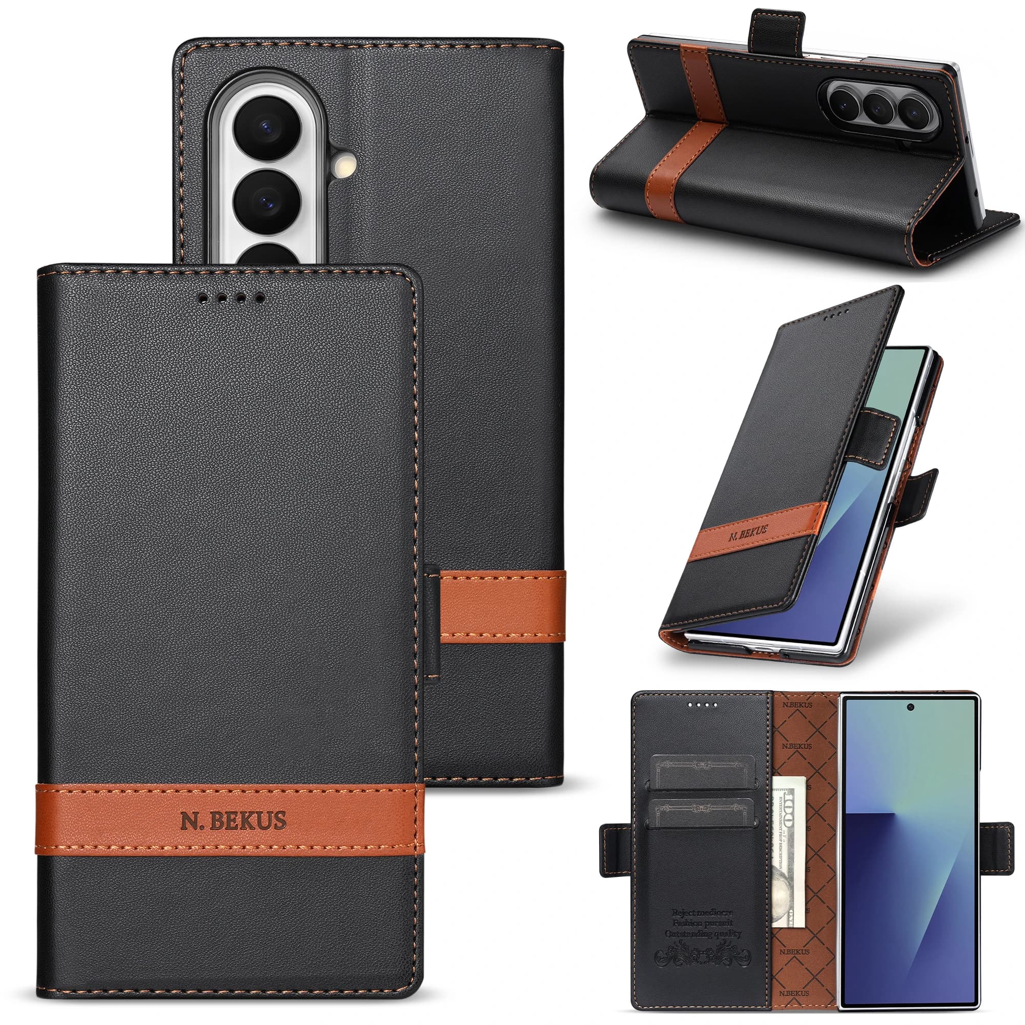 Luxury Business Flip Cards Solt Wallet Leather Case for Samsung Galaxy Z Fold 8 Ultra 7 6 5 8 4 Shockproof Book Stand RFID Cover