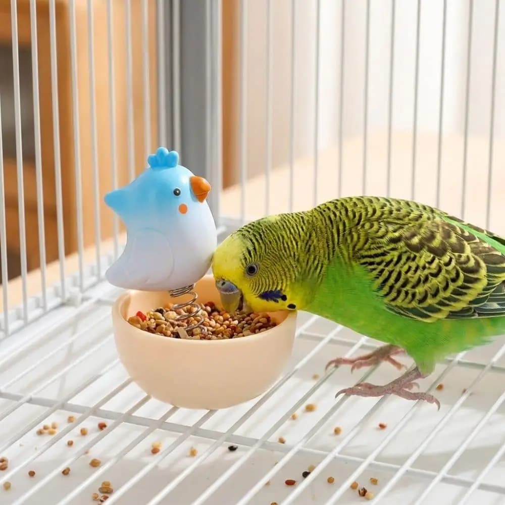 Bite Resistant Bird Food Bowl Large Capacity Cartoon Shape Pet Feeding Cup Anti Spill Bird Food Dispenser Small Pet Bird