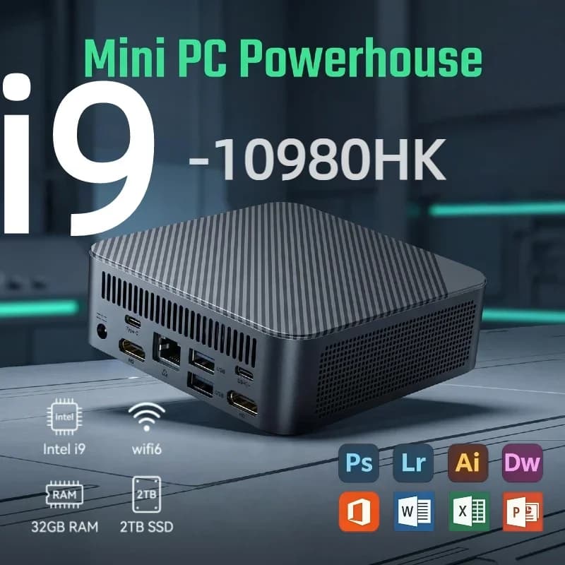 Mini PC Gamer Portable Computer Intel Core i9-10980HK 32GB RAM 2TB SSD FHD Bluetooth WiFi6 Gaming Office 4K HDMI