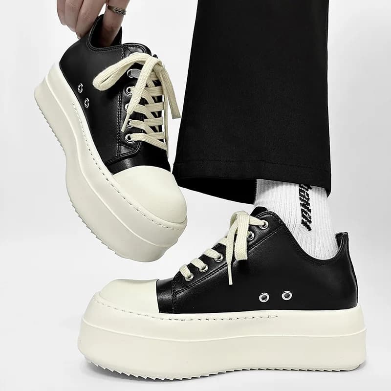 Scarpe da uomo Casual Tela Piattaforma in pelle Crescente Suola spessa Stivaletti stringati Designer di lusso vintage Sneakers basse Owens