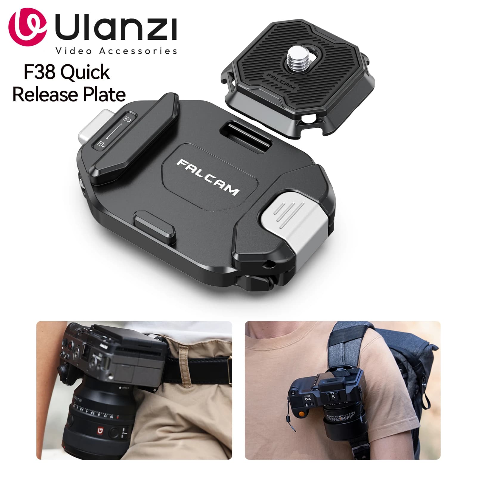 Ulanzi F38 Kit clip per zaino aggiornato Base V2 per Gopro Sony Canon Nikon DSLR Gabbia per fotocamera Kit a sgancio rapido Base F38 Arca-Swiss