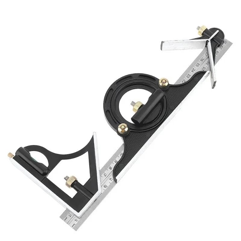Set Combinato 3-in-1 per Falegnameria 300mm Regolabile – Righello di Misurazione, Rilevatore di Angoli e Goniometro per Carpenteria e Fai-da-te
