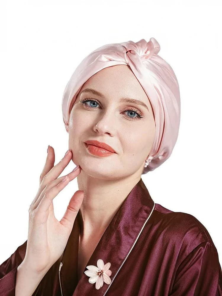 Women Satin Solid Sleeping Hat Double Layered Night Sleep Cap For Women Shower Caps Waterproof Sleeping Hair Bonnets Cap