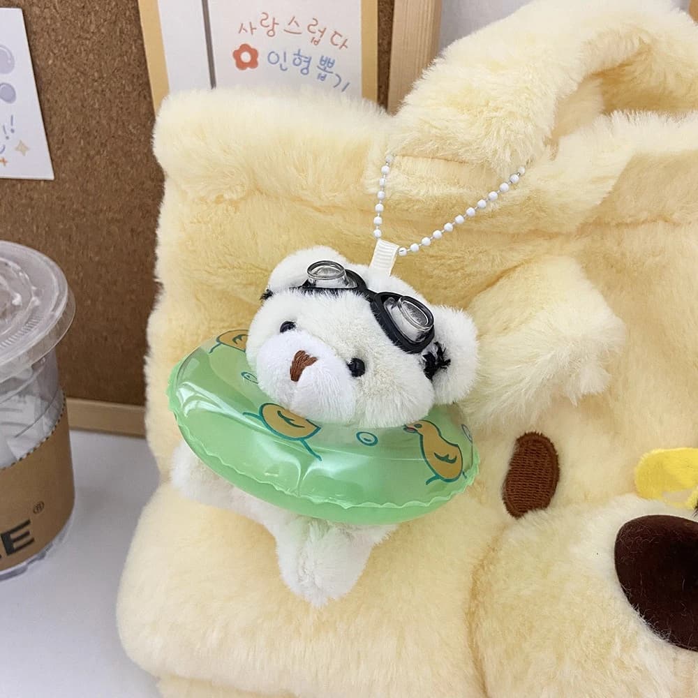 Kawaii Bearing in PVC with Transparent Eyelets, Padded Animal Pendant, Korean Style, Carton Bearing, Women's Keychain