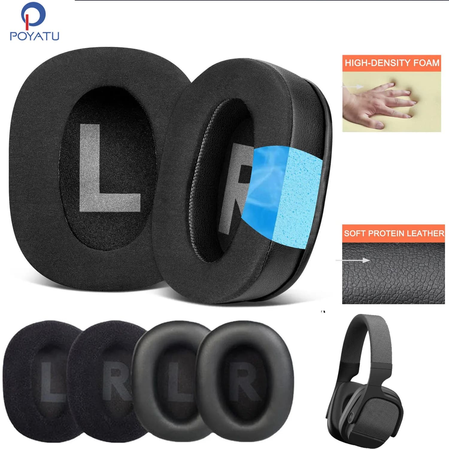 Poyatu FAI DA TE YH-L700A Cuscinetti per Yamaha YH L700A Cuffie Memory Foam Cuscinetti Auricolari Cuscini Paraorecchie YHL700A e Custodia Per Cuffie