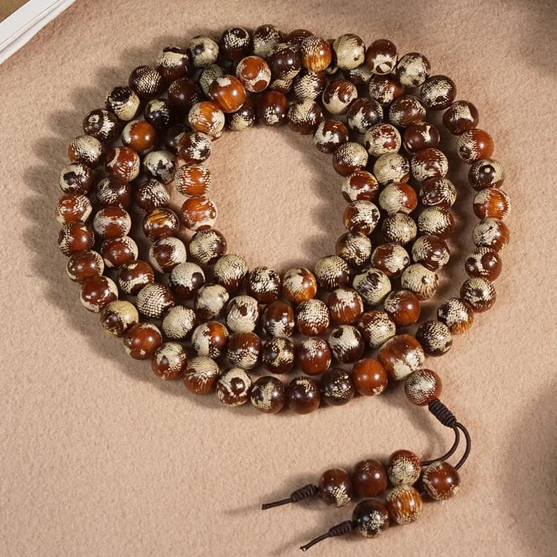 108 Beads Nha Trang White Agarwood Jadeized Bracelet Multi-wrap Buddhist Prayer Beads Necklace for Men & Women Gifts