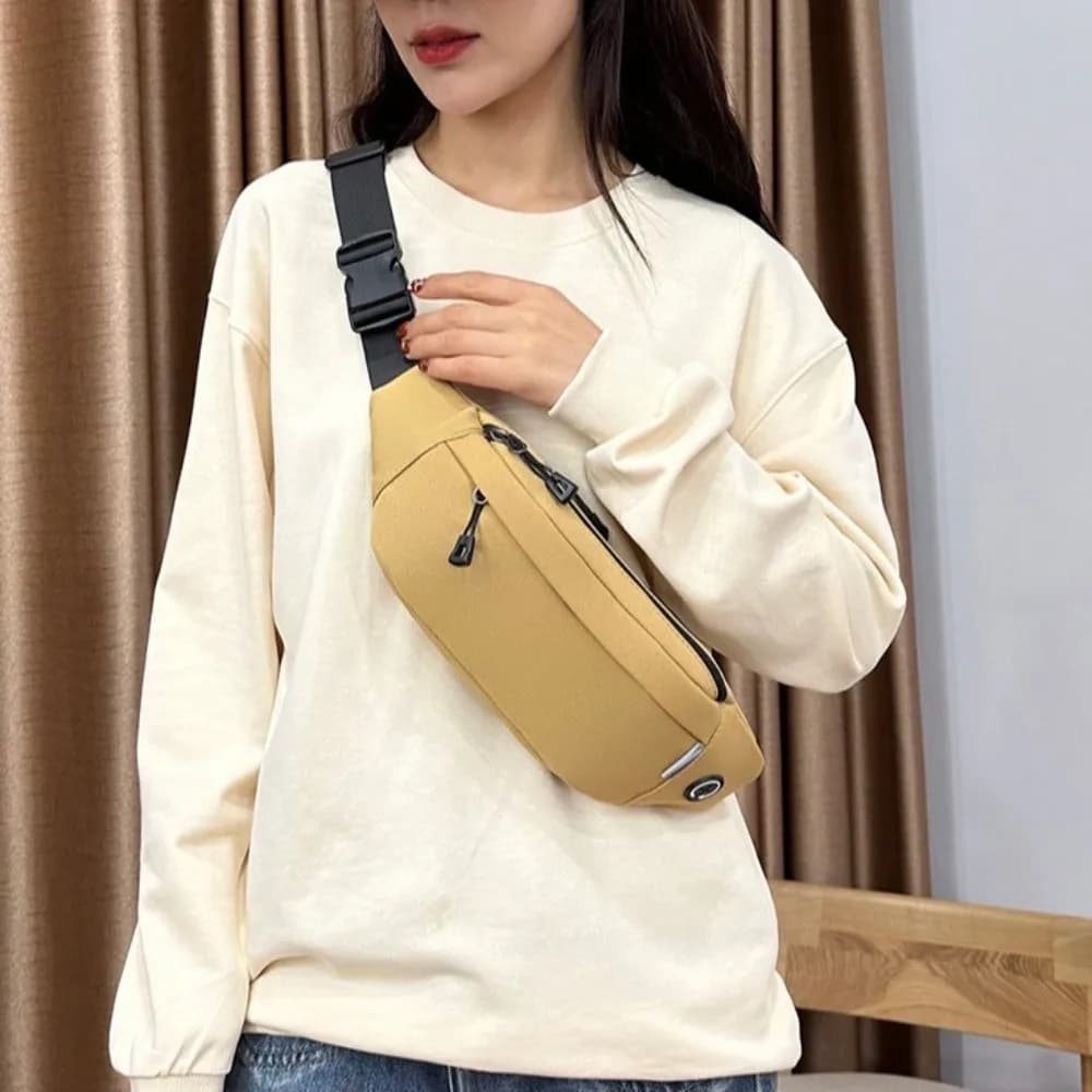 Borsa a tracolla impermeabile in tessuto Oxford, leggera, da uomo, marsupio porta telefono, borsa da cintura multifunzione, marsupio da corsa.