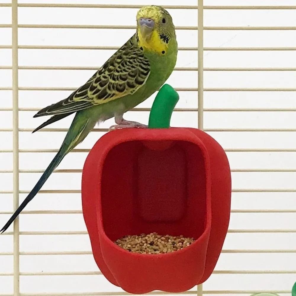 Unique Hanging Parrot Cage Feeder Plastic Funny Bird Food Basin Chili Shaped Ventilation Small Pet Feeding Bowl Cage Accessories