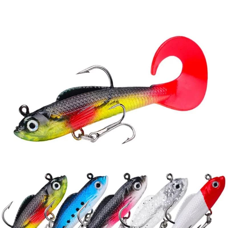 Esca Morbida con Coda Riccioluta da 8,5 cm e 8,7 g per la Pesca al Bass in Acqua Dolce e Salata, Esca Simulata a Forma di Pesce in Piombo