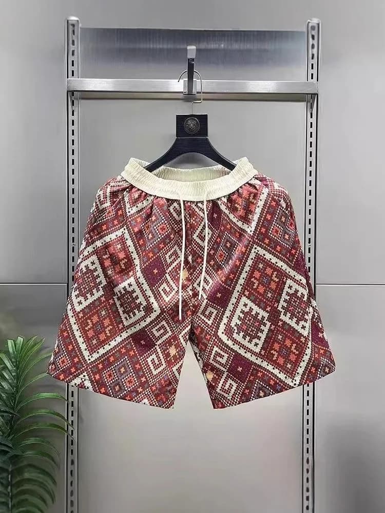 Nuovi Pantaloncini Estivi da Uomo con Motivi Floreali Intrecciati, Casual, Traspiranti, Larghi, a Tre Quarti, da Spiaggia, alla Moda, per Giovani Attivi