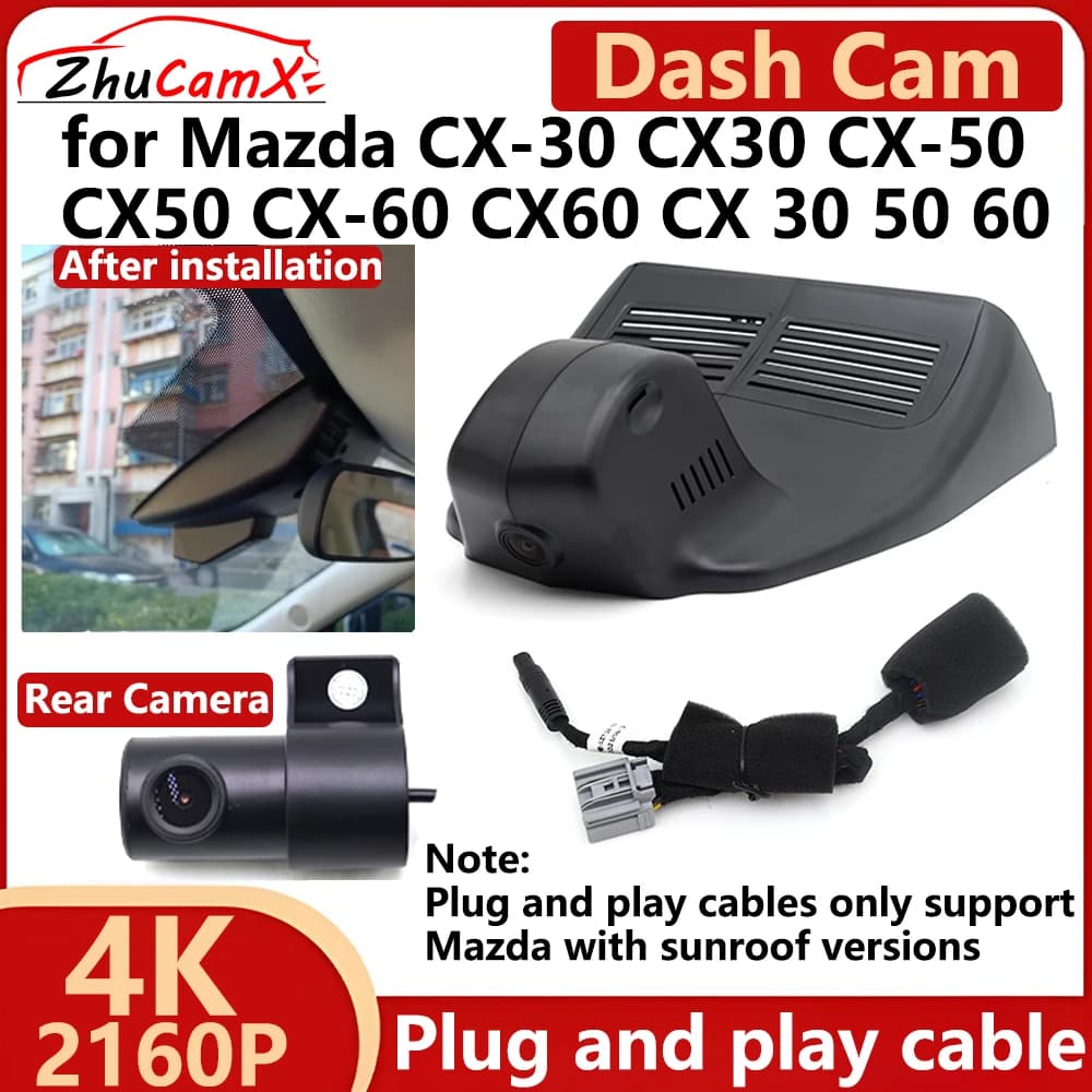 For Mazda CX-30 CX30 CX-50 CX50 CX-60 CX60 CX 30 50 60 VCR 4K 2160P UHD Car DVR Dash Cam Camera Plug and play