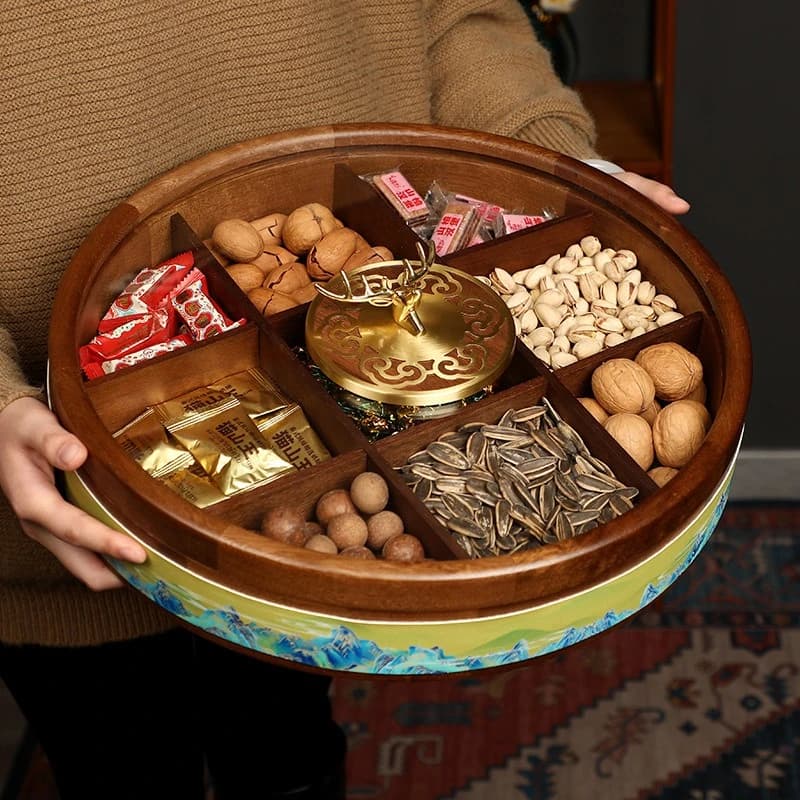 Jiugongge, nuova scatola cinese per frutta secca, piatto da frutta, vassoio da tavolino da salotto per la casa