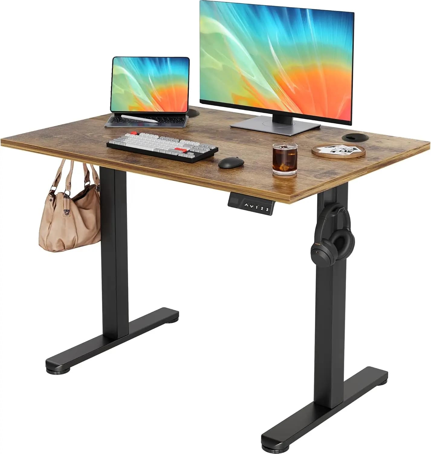 Scrivania Elettrica Regolabile in Altezza, 40 x 24 Pollici, con Gestione Cavi, Scrivania per Home Office
