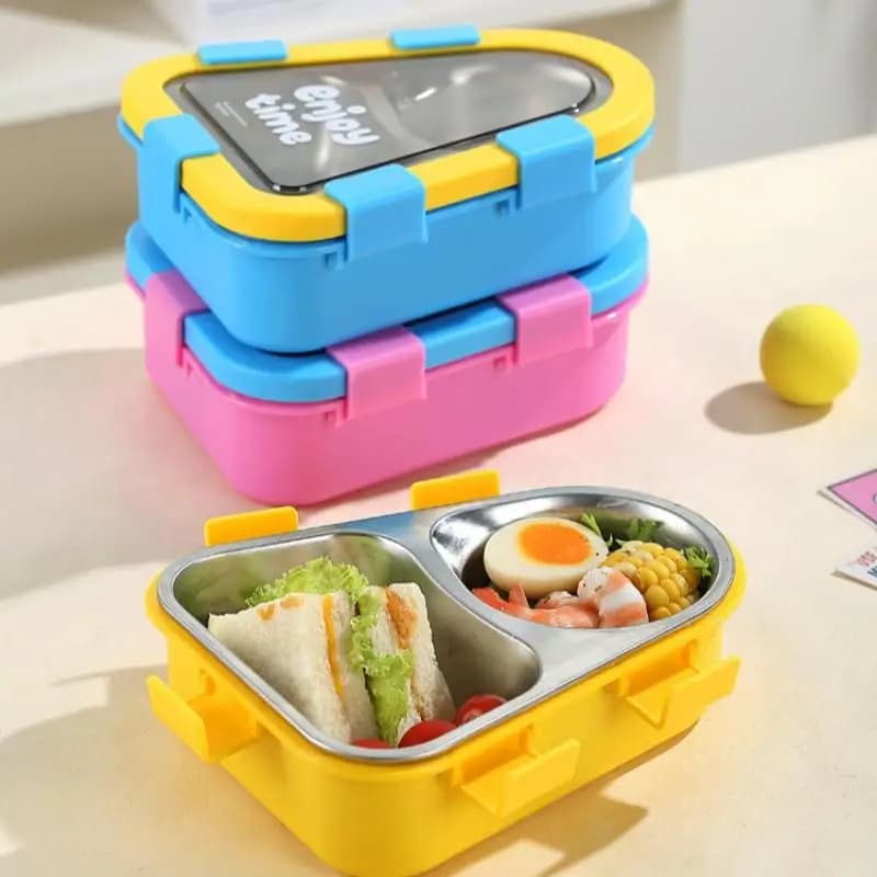 304 Stainless Steel Triangular Lunch Box Airtight Seal Removable Inner Layer Can Heated With Hot Water For Student Office Worker