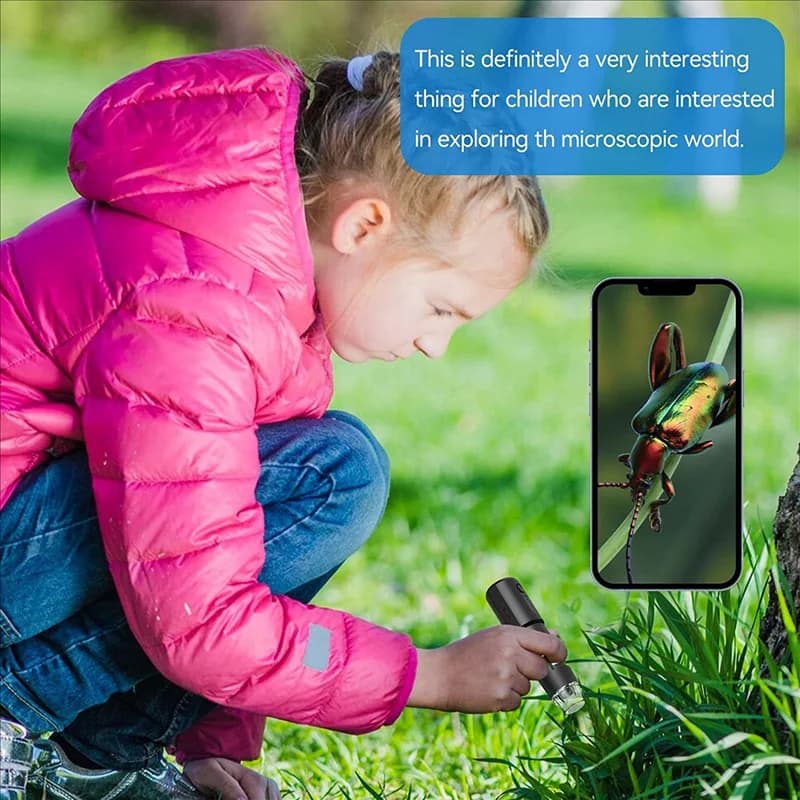 Microscopio digitale wireless AT16 compatibile con computer portatile e telefono cellulare (nero)