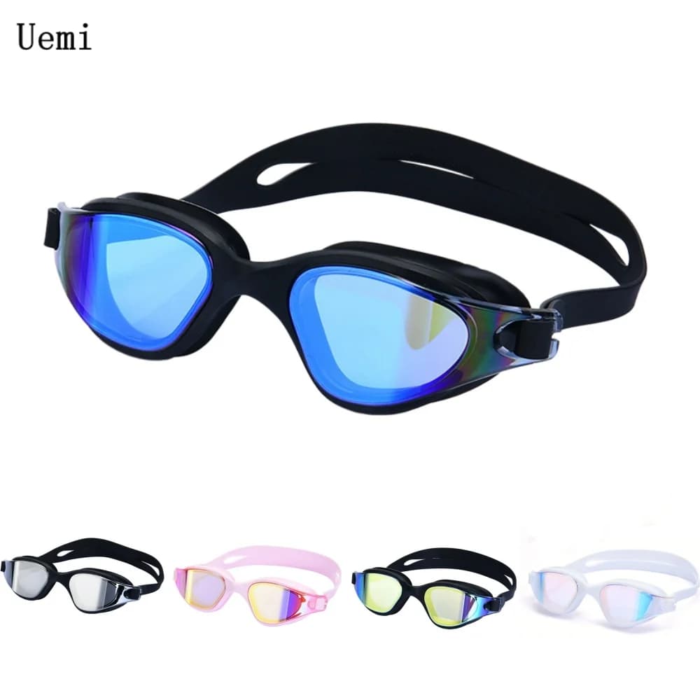 Swimming Goggles, Anti-Fog Polarized Lenses with UV Protection, Black Silicone Frame, Waterproof No Leakage Design for Adults, I