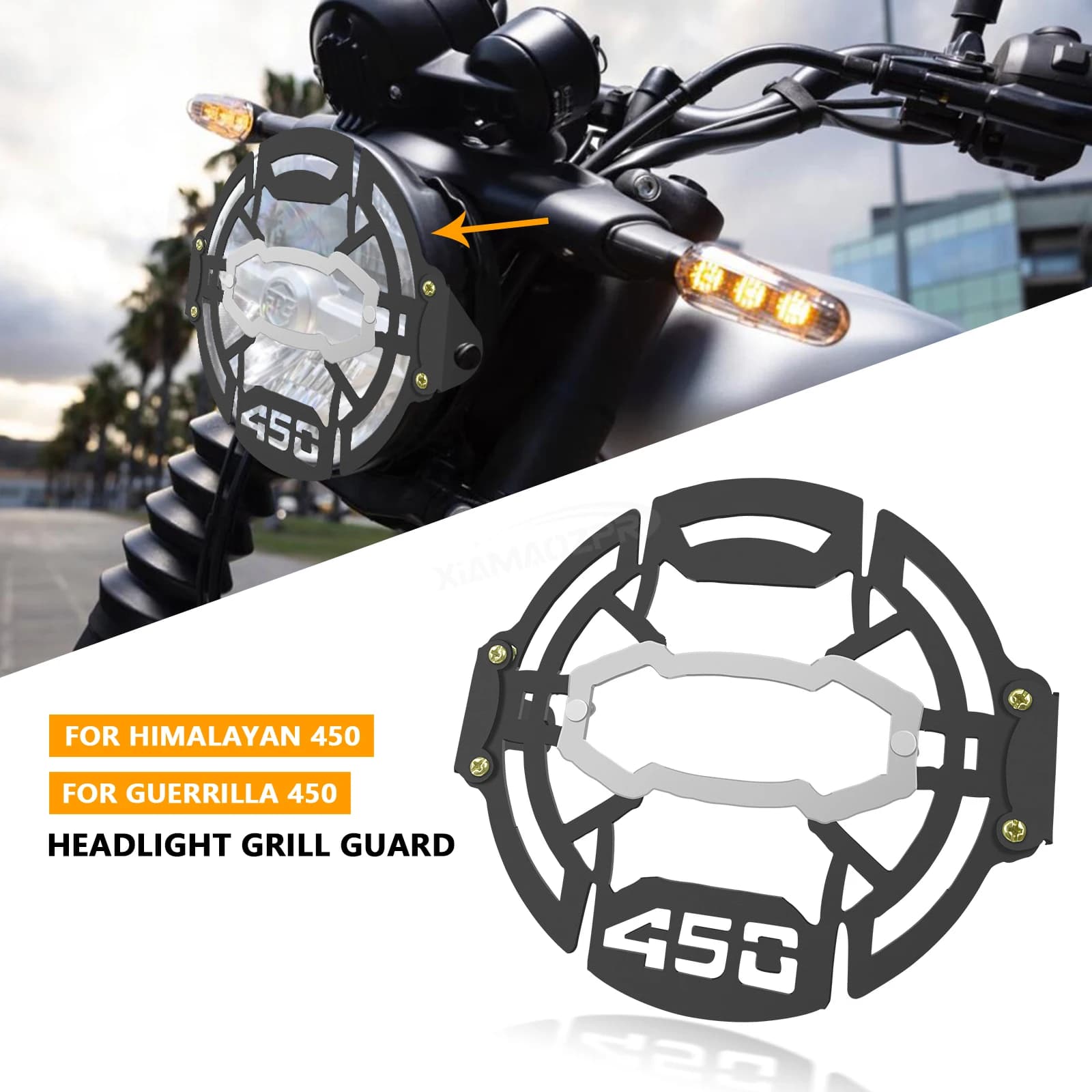 Per accessori moto Himalayan 450 Guerrilla 450 faro Grill nuovo paralume modificato recinzione copertura di protezione della luce