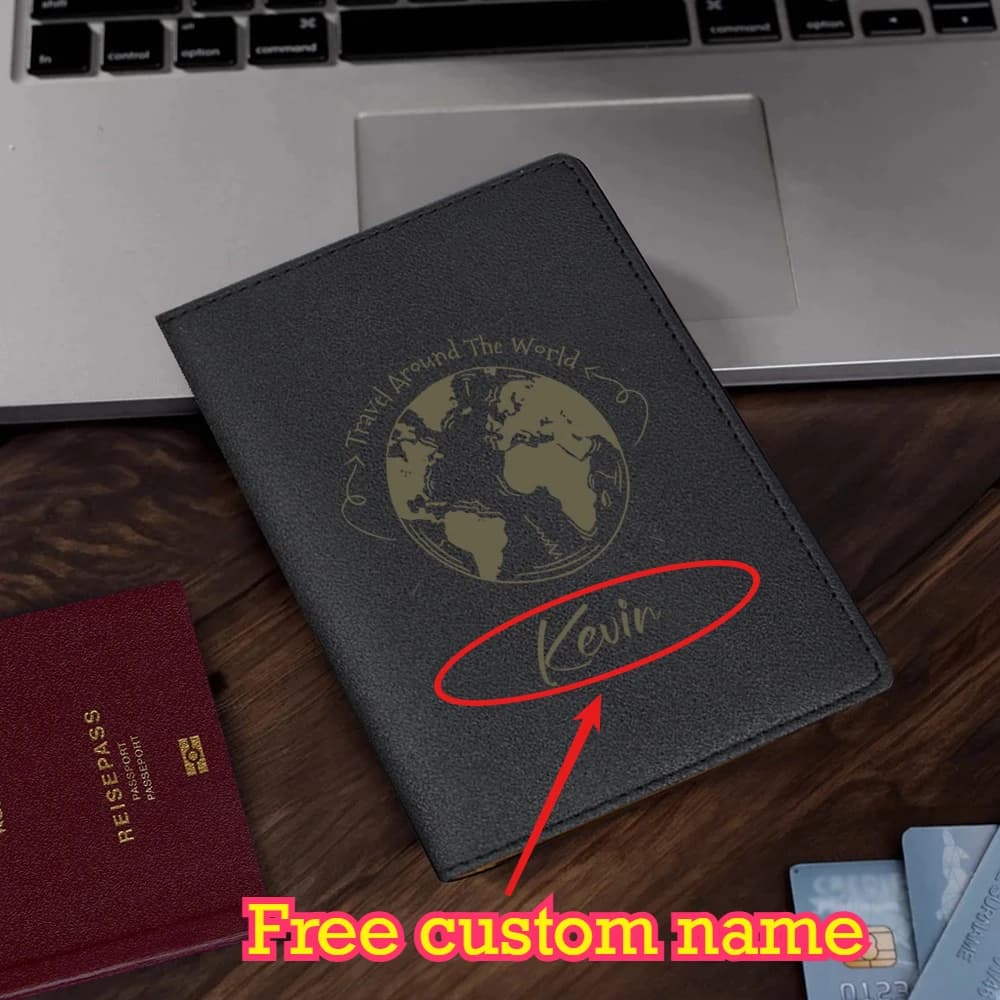 Porta Passaporto Personalizzato con Mappa, Copertina in PU, Essenziale per Viaggi e Crociere, Sottile e Portatile