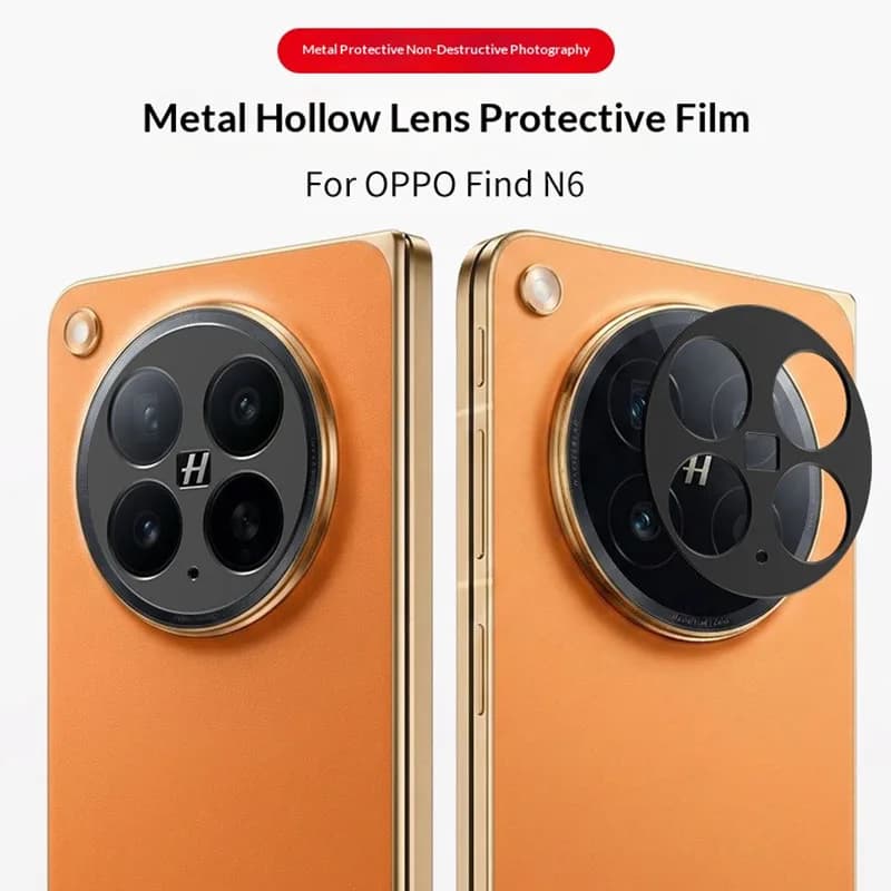 Protezione in Alluminio per Lente Fotocamera Posteriore Oppo Find N6, Copriobiettivo e Pellicola Protettiva per Schermo