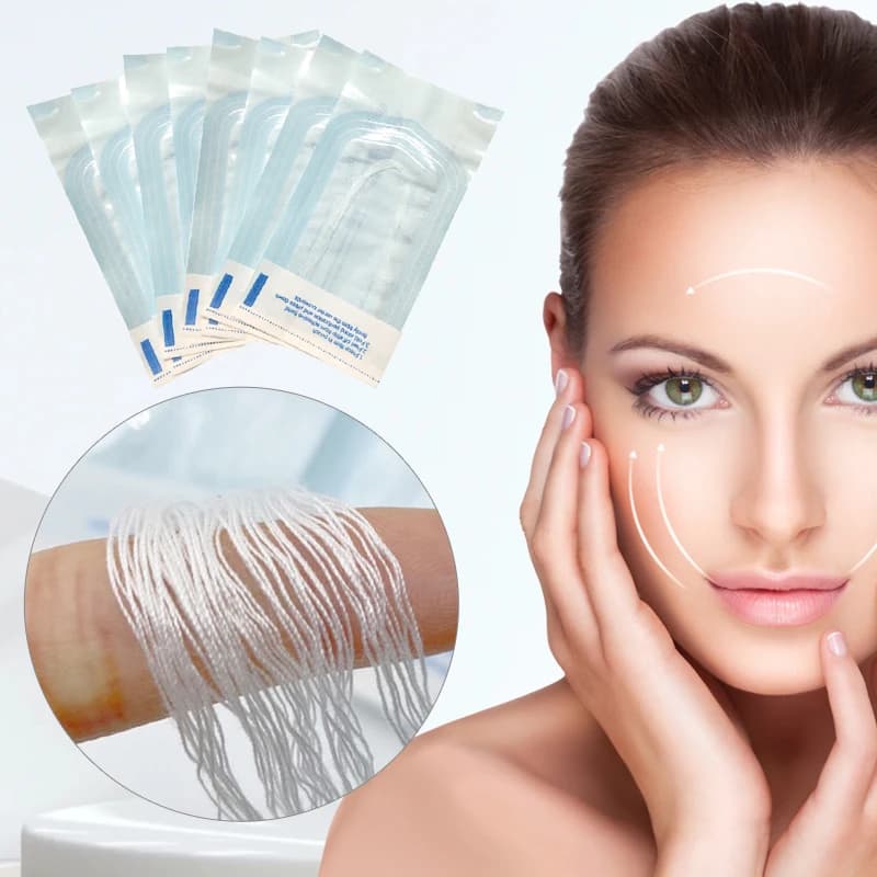 Lifting Face Gold Collagen Silk Line No Neddle Gold Proteine Line Migliora il rassodamento del viso Migliora il rilassamento Sbiadisce le linee sottili